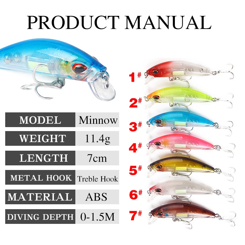 Mồi Câu Cá Giả Phát Quang Loại Dài 7cm11.4g