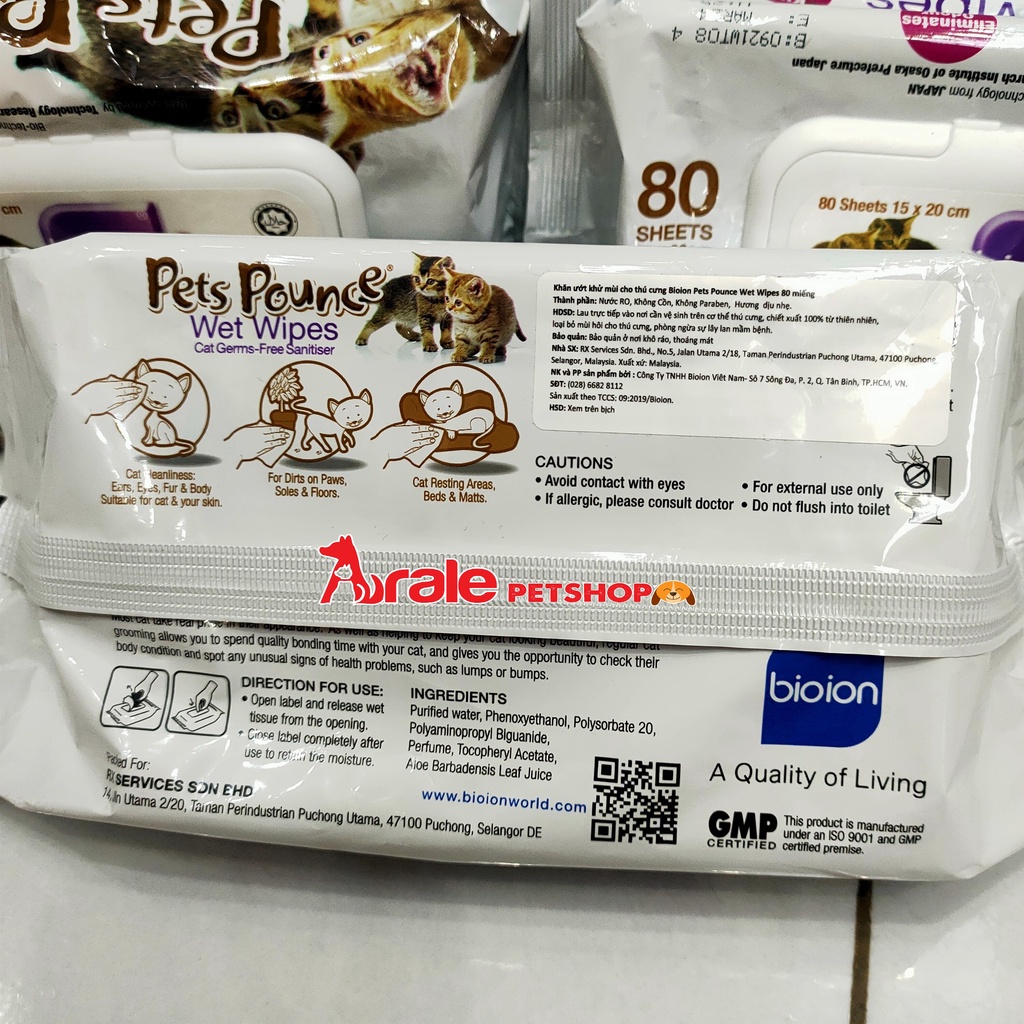 KHĂN GIẤY ƯỚT PET POUNCE 80 Miếng cho chó mèo