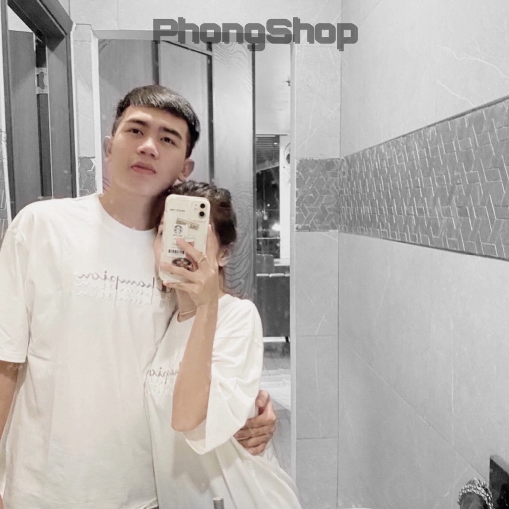 Áo thun Champion Logo thêu 3 line, Áo thun Unisex tay lỡ nam nữ Form rộng Oversize chất Cotton