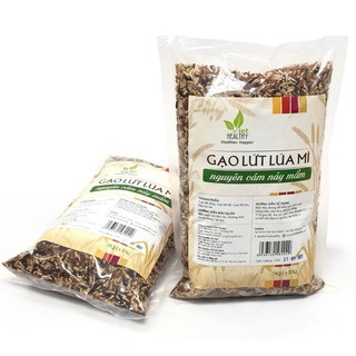 Gạo lứt lúa mì nguyên cám nảy mầm Viet Healthy 1kg, thành phần gồm: gạo lứt vàng, gạo lứt đỏ, gạo lứt tím, hạt lúa mì