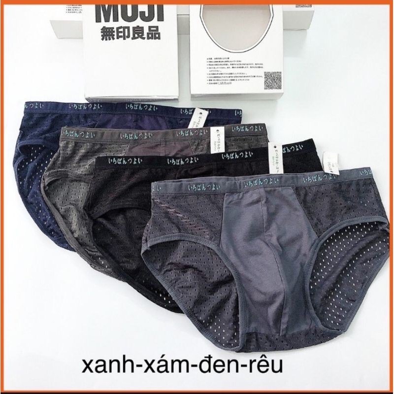 Quần sịp nam tam giác Muji nhật,quần lót nam lưới thoáng thông hơi thoáng khí kháng khuẩn