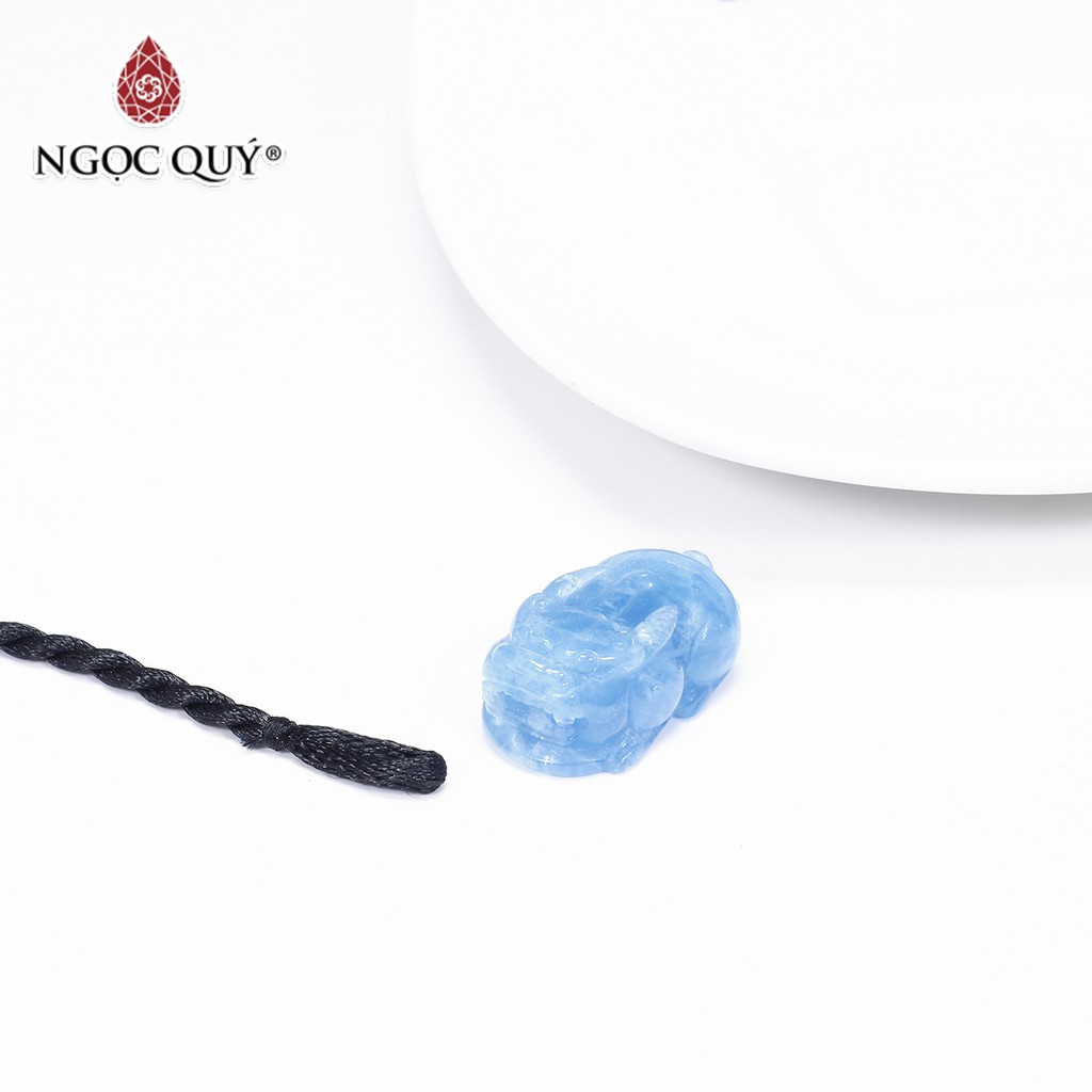 Mặt dây chuyền tỳ hưu đá aquamarine mệnh thủy, mộc - Ngọc Quý