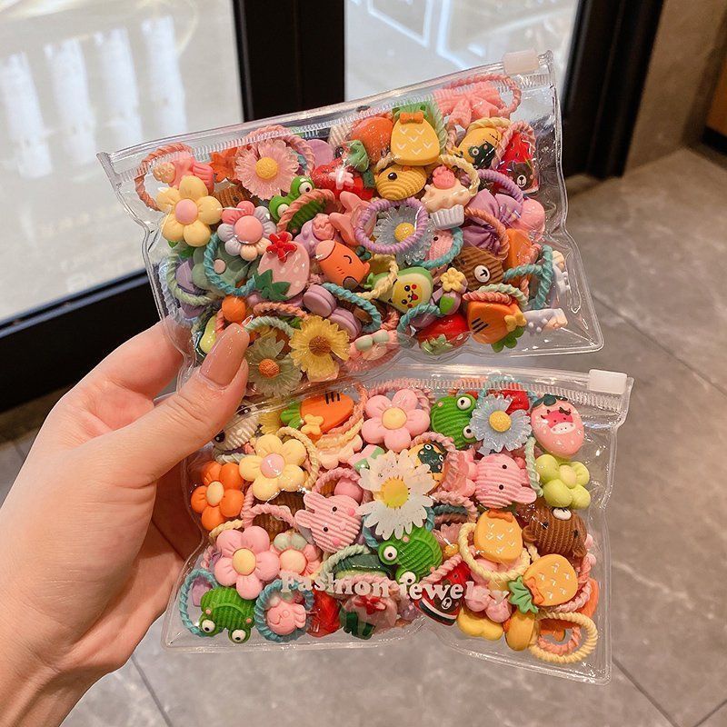 Túi 50 Dây Buộc Tóc Cho Bé Siêu Xinh Túi Zíp - PKT20
