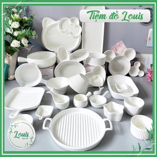 Bát đĩa decor chén dĩa sứ màu trắng bát ăn cơm gốm sứ cao cấp phong cách bắc âu