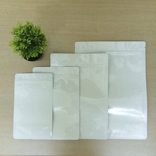Túi zipper 2 mặt trắng sữa