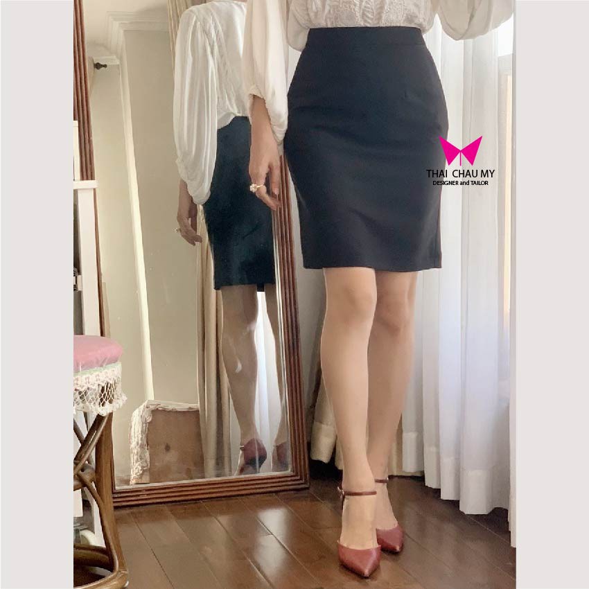 CHÂN VÁY CỒNG SỞ THIẾT KẾ ôm body màu đen chân váy ngắn thời trang công sở Thái Châu Mỹ | BigBuy360 - bigbuy360.vn
