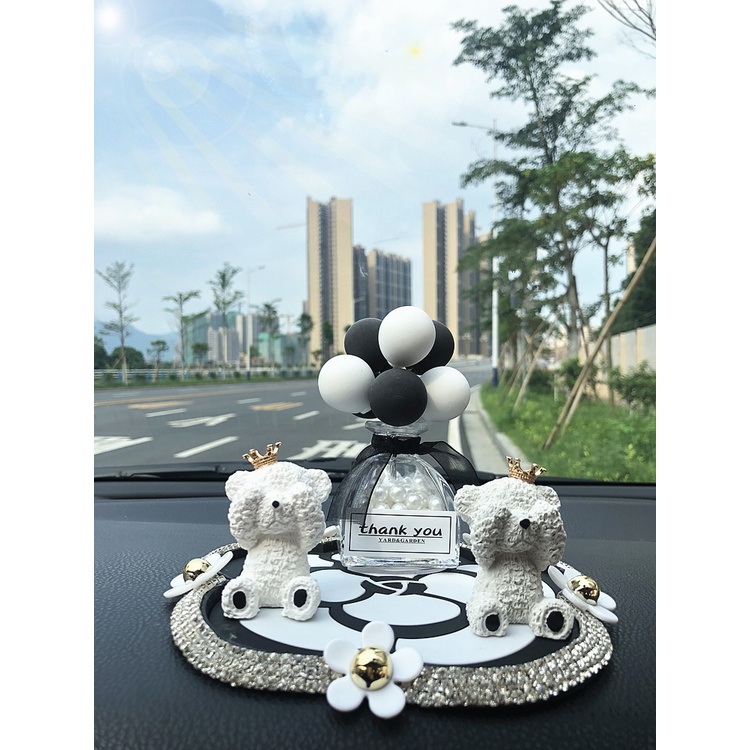 Set decor gấu bịt mắt trang trí taplo ô tô, taplo xe hơi tặng kèm tinh dầu - D&A shop