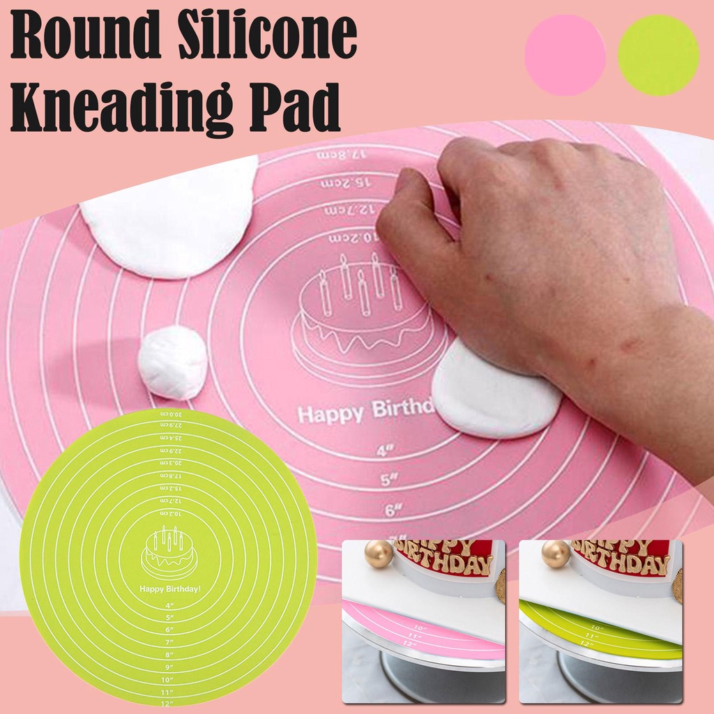 Tấm Lót Nhào Bột Làm Bánh Hình Tròn Bằng Silicone 30cm Chống Trượt Chịu Nhiệt Độ Cao