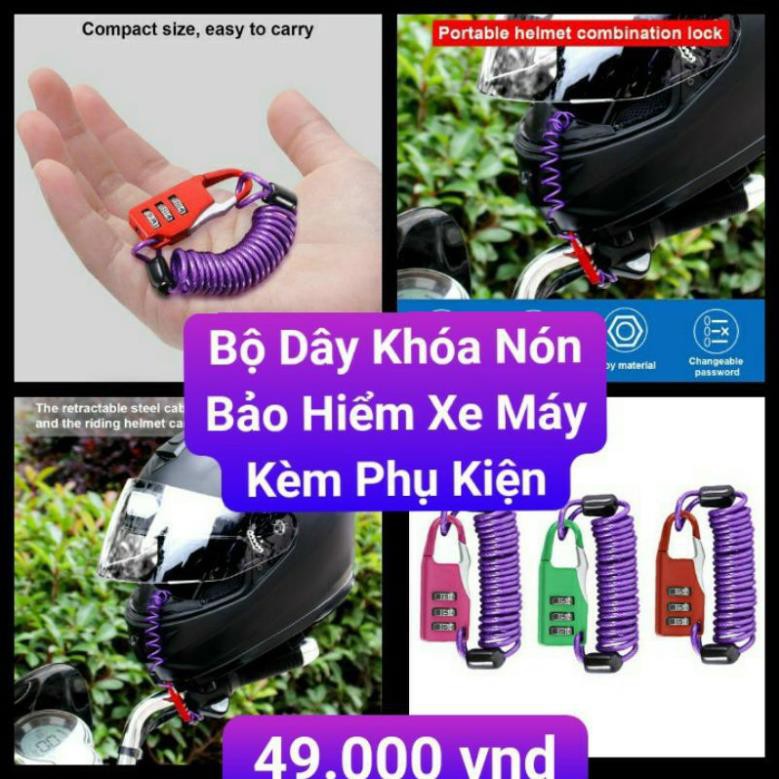 Bộ Dây Khóa Nón Bảo Hiểm Xe Máy Kèm Phụ Kiện