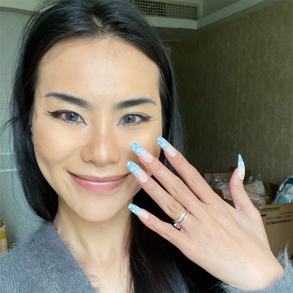 [Hàng mới về] Set 24 móng tay giả hình đám mây thiết kế xinh xắn