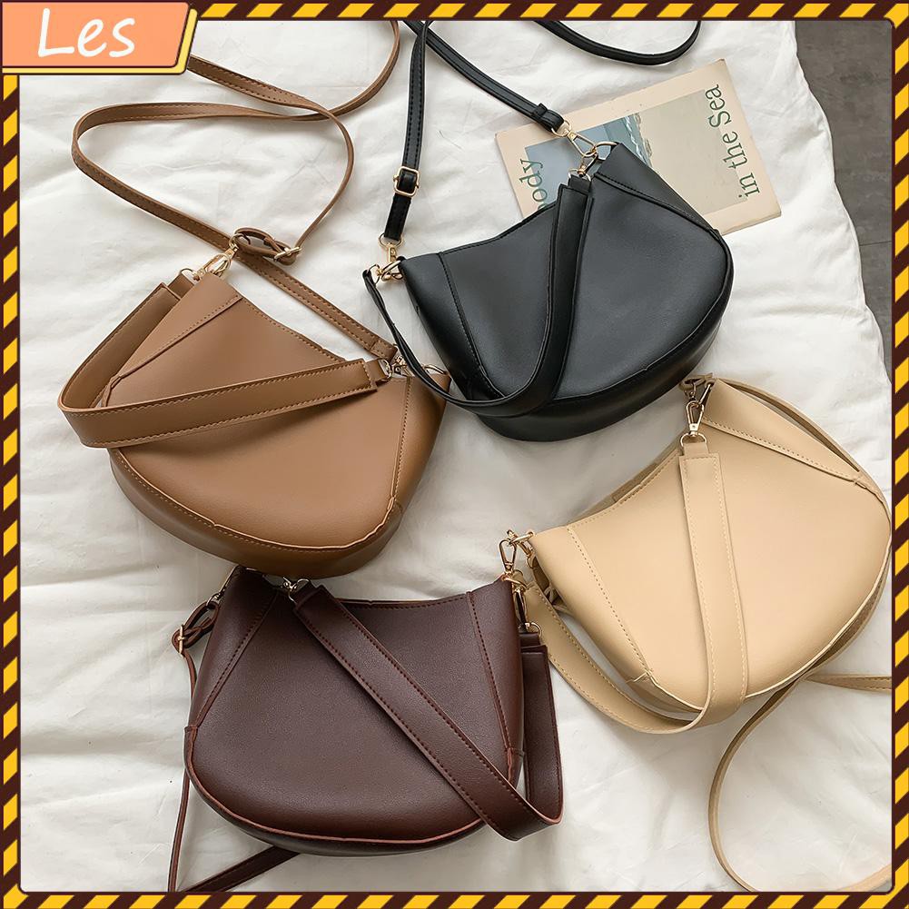 Túi Da Đeo Chéo Màu Trơn Thời Trang Cho Nữ