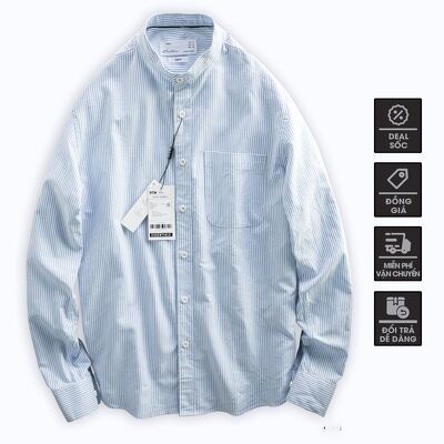 Áo Sơ Mi NamDài Tay Cổ Trụ Vải Oxfort 100% Cotton Cao Cấp - BENTINO
