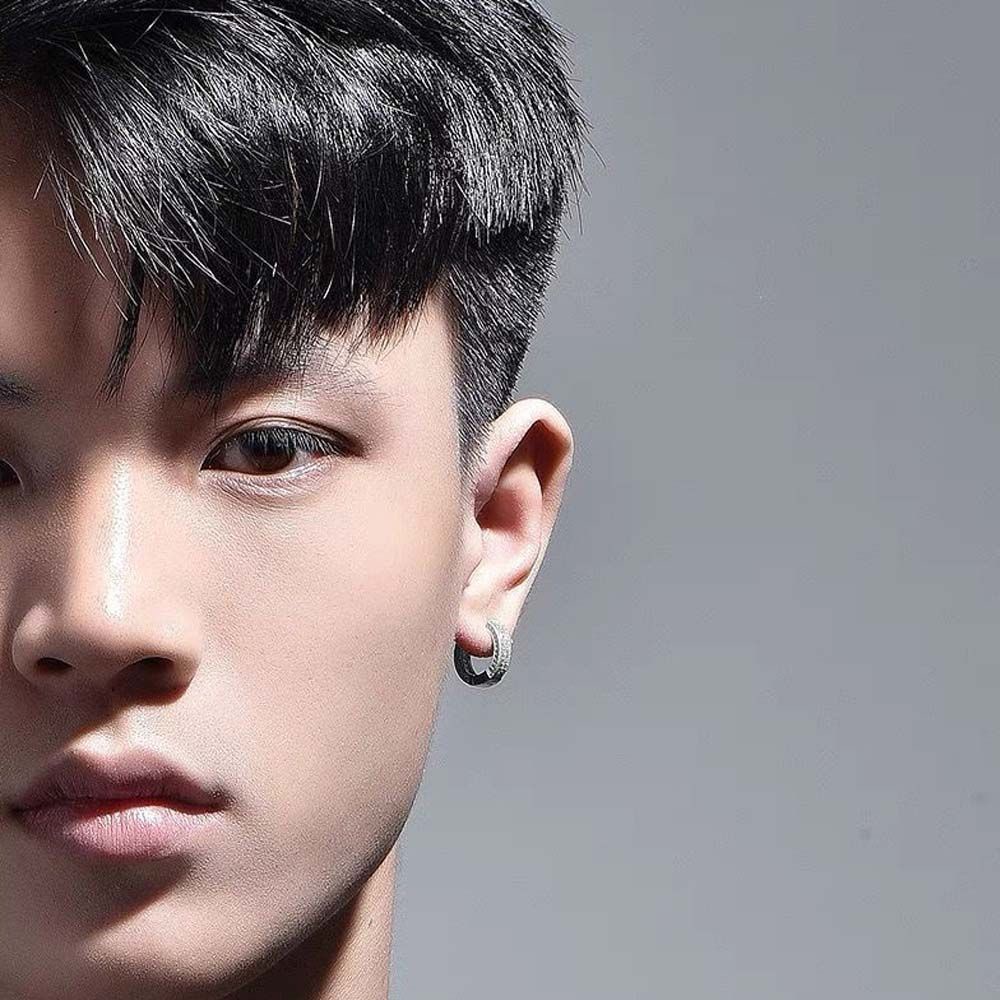Khuyên tai dạng vòng đính đá zircon phong cách hiphop thời trang cho nam và nữ