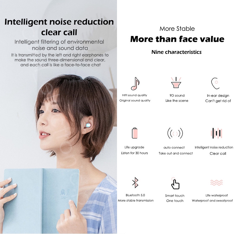 Tai Nghe Bluetooth 5.0 Không Dây F9-9 Màu Sắc Macaron | BigBuy360 - bigbuy360.vn