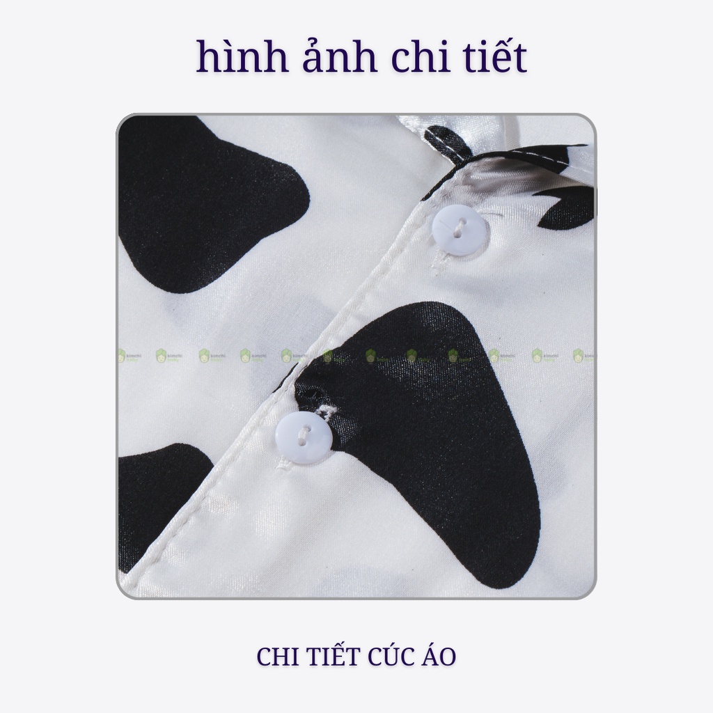 Bộ Pyjama Bé Gái KIMCHIBABY Vải Lụa Mềm Mát Hoạ Tiết Bò Sữa, Bộ Đồ Cho Bé Mặc Nhà Mùa Hè CK29