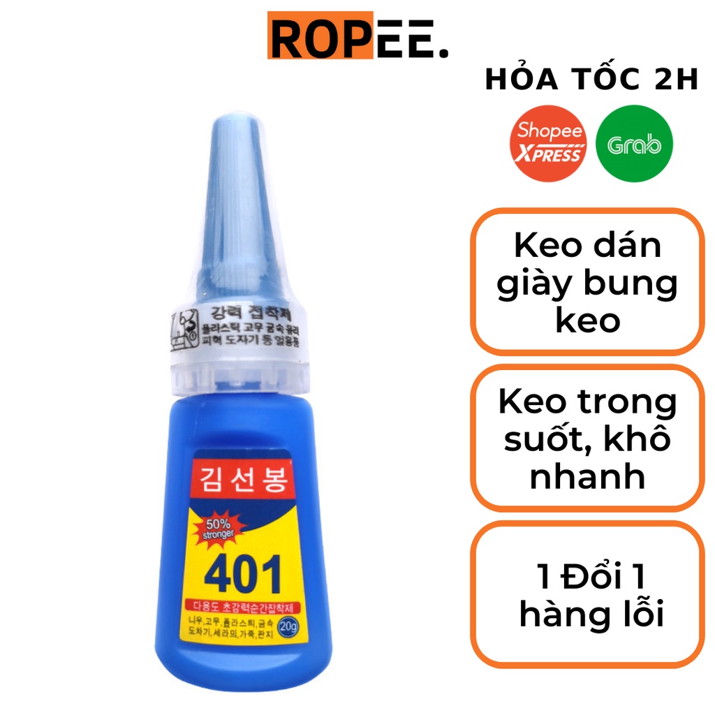 Keo dán giày dép đa năng 401 Hàn Quốc dính siêu chắc keo trong suốt dán được cho mọi chất liệu giày dép