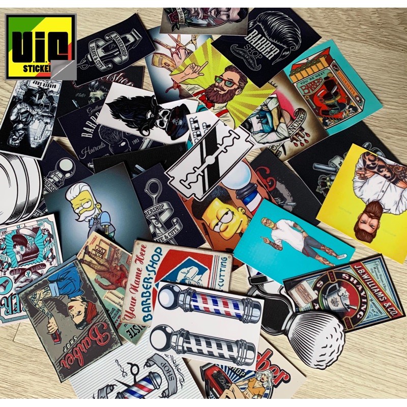 Hình dán barber shop dán Vali, xe, barber shop, Mũ bảo hiểm , macbook, đàn, tường... Nhập mã GIẢM GIÁ khi mua từ 3 set