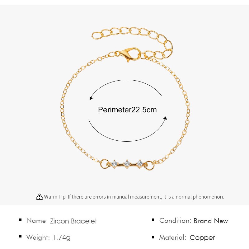 Dây đeo tay zircon thiết kế đơn giản cho nữ