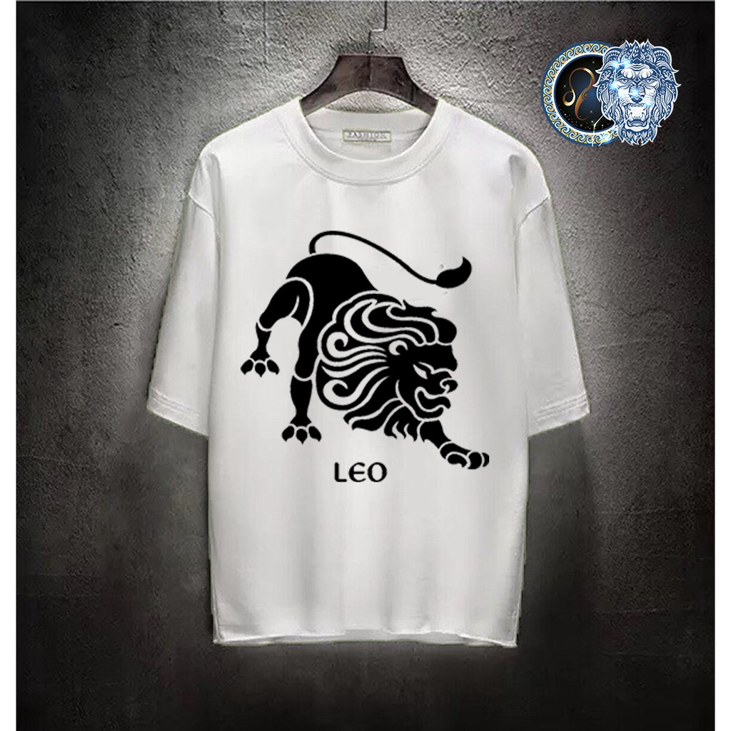 Áo thun Cotton Unisex - Cung Hoàng Đạo - Cung Sư Tử - Biểu tượng sư tử màu đen