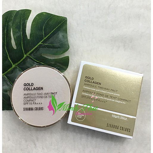 Phấn nén siêu mịn Sivanna Colors Gold Collagen Ampoule Two Way Pact SPF 15 PA++ HF675