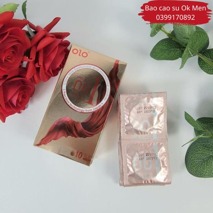 Bao Cao Su OLO 001 Nourishing Vàng, BCS Siêu Mỏng, Kéo Dài Thời Gian, Nhiều Gel, Hộp 10BCS