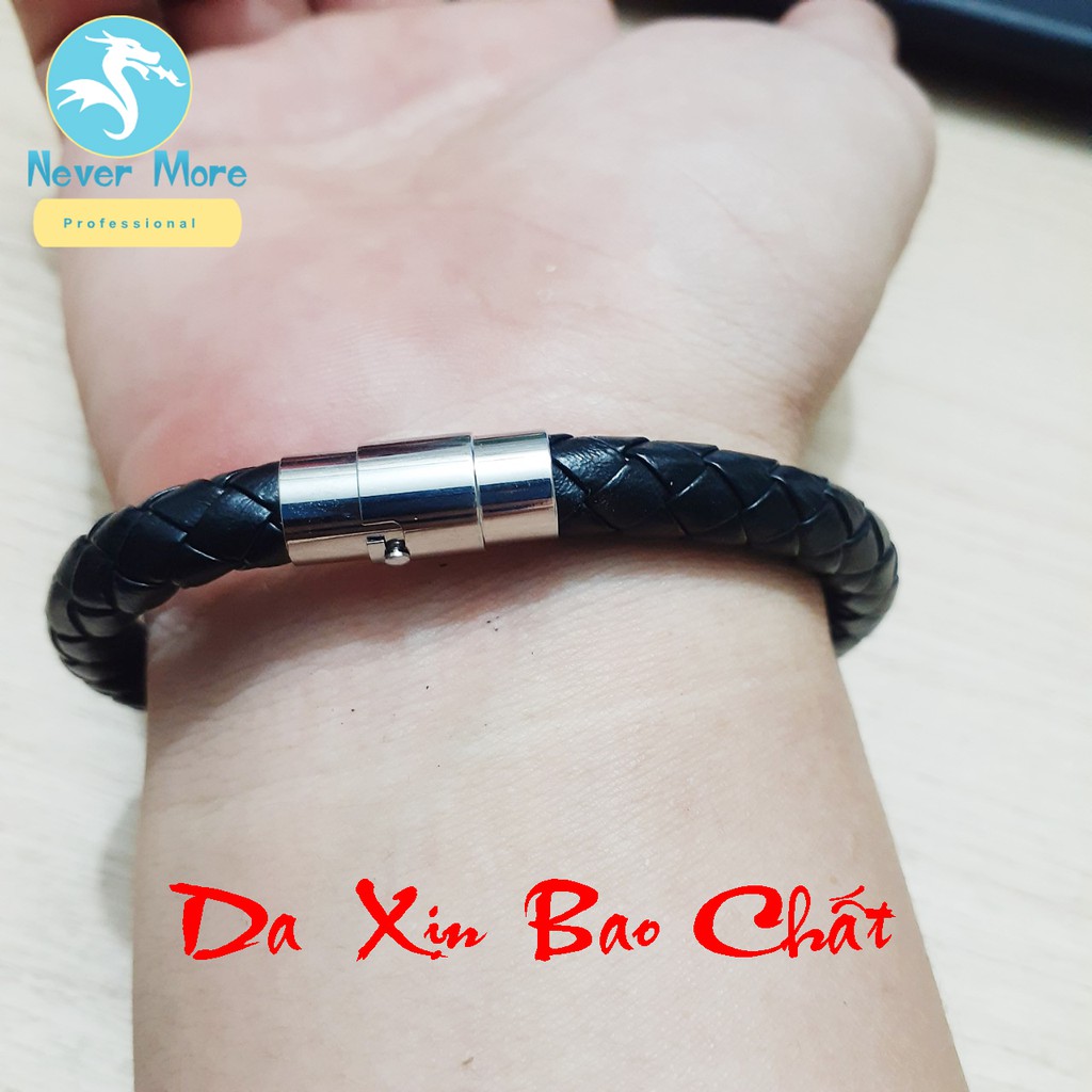 Vòng tay nam da xịn theo phong cách Viking cực ngầu có khóa gài inox cao cấp không đen, không gỉ, chuẩn thời trang