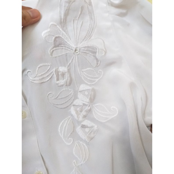 Áo sơmi Nhật thêu hoa cổ tròn free size thanh lý