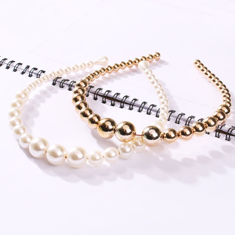 Băng Đô Cài Tóc Đính Hạt Ngọc Trai Giả Lấp Lánh Phong Cách Châu Âu Cổ Điển Dành Cho Cô D