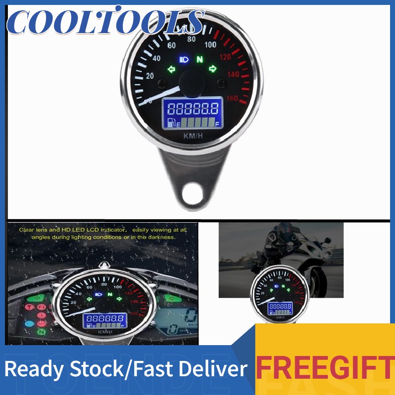 Tốc kế 0~160km/h kỹ thuật số cho xe máy Màn hình LCD LED đồng hồ xe máy đa năng 12V