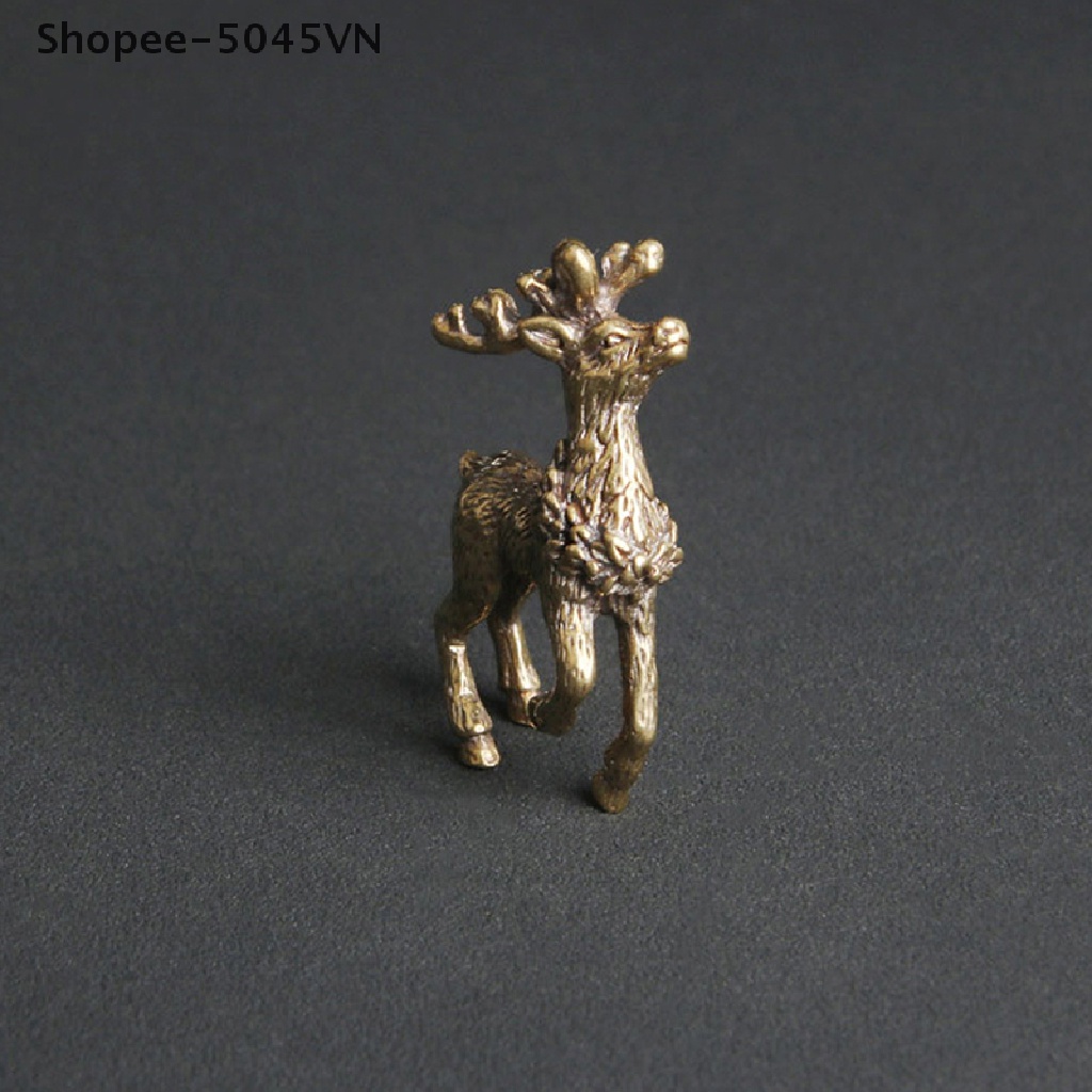 1 Tượng Trang Trí Bằng Đồng Nguyên Chất Hình Chú Nai May Mắn