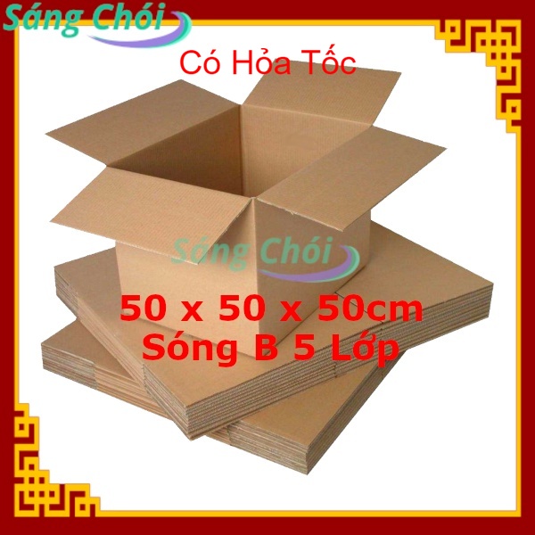 [50 x 50 x 50cm] 5 Hộp Giấy Carton Đóng Gói Hàng Cao Cấp Siêu Dày Sóng B 5 Lớp Thùng Giấy Gói Hàng - 50x50x50 50x50x50cm