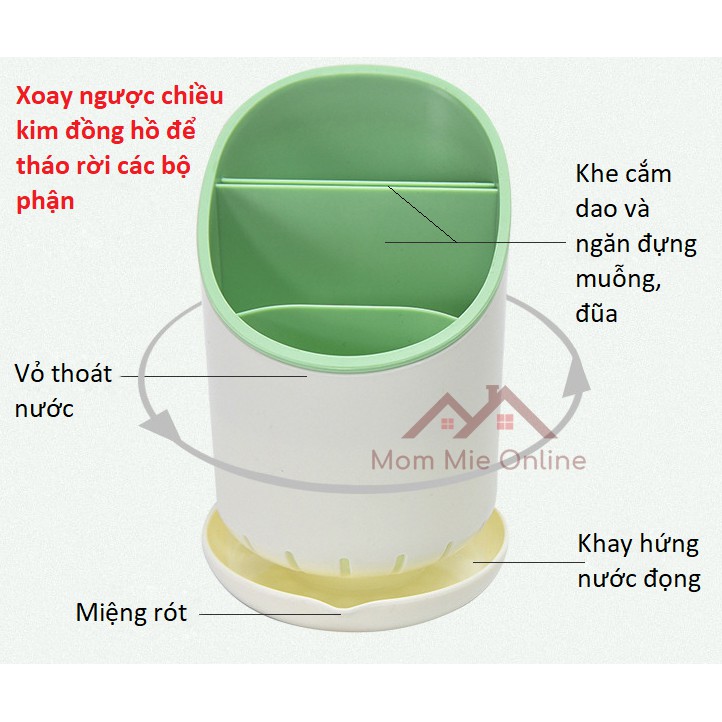 Ống cắm đũa, muỗng, dao tròn nhựa hai lớp - B139