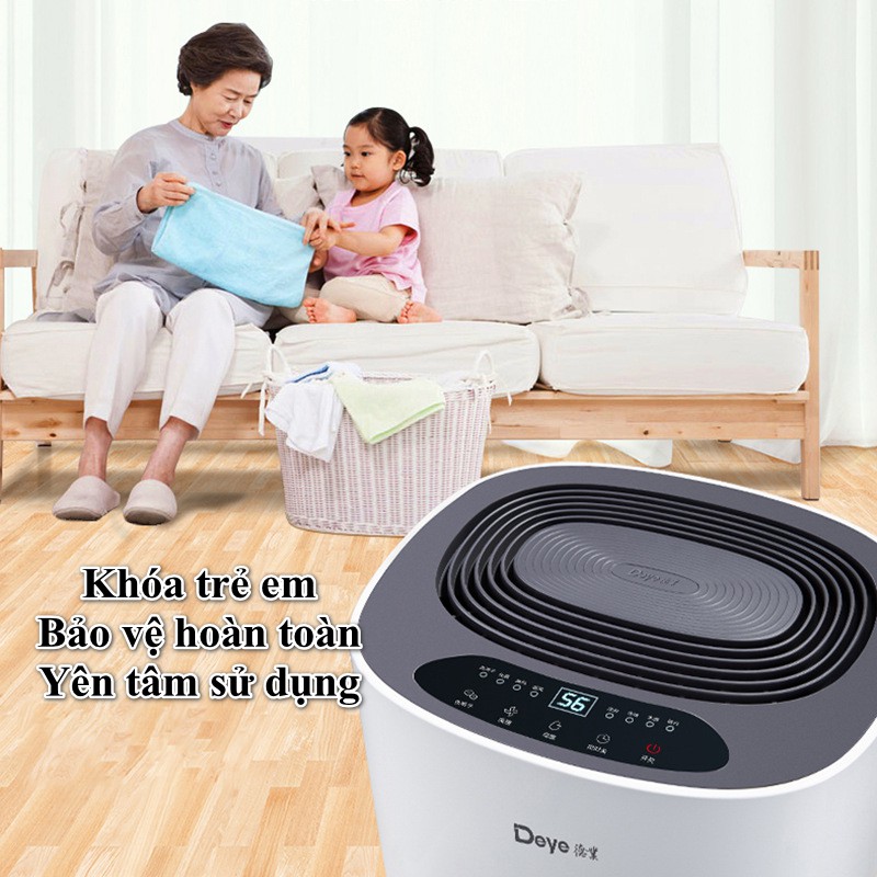 Máy hút ẩm gia đình hiện đại Deye DY612S công nghệ mới độ ồn siêu thấp, thanh lọc ion âm