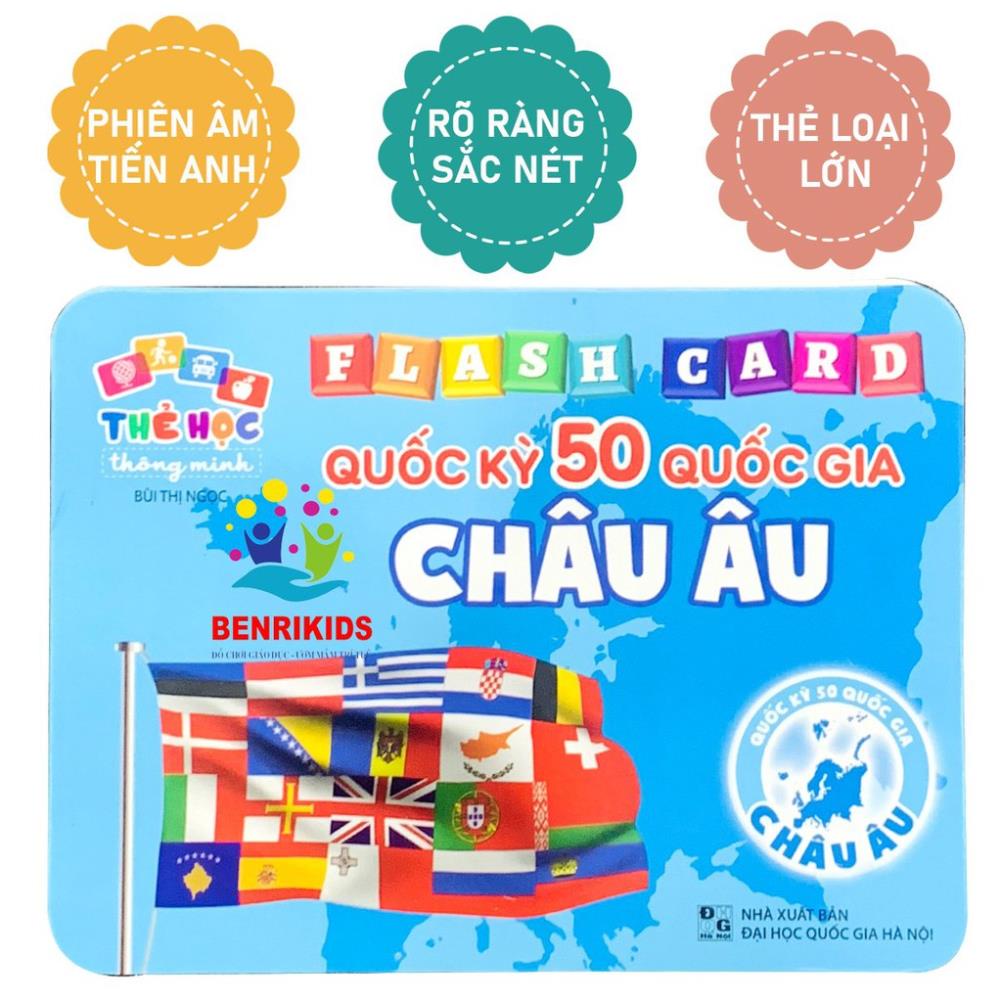 Thẻ Học Thông Minh Song Ngữ Flash Card Quốc Kỳ Các Quốc Gia 5 Châu Lục Cho Bé Khám Phá Và Tìm Hiểu Thế Giới