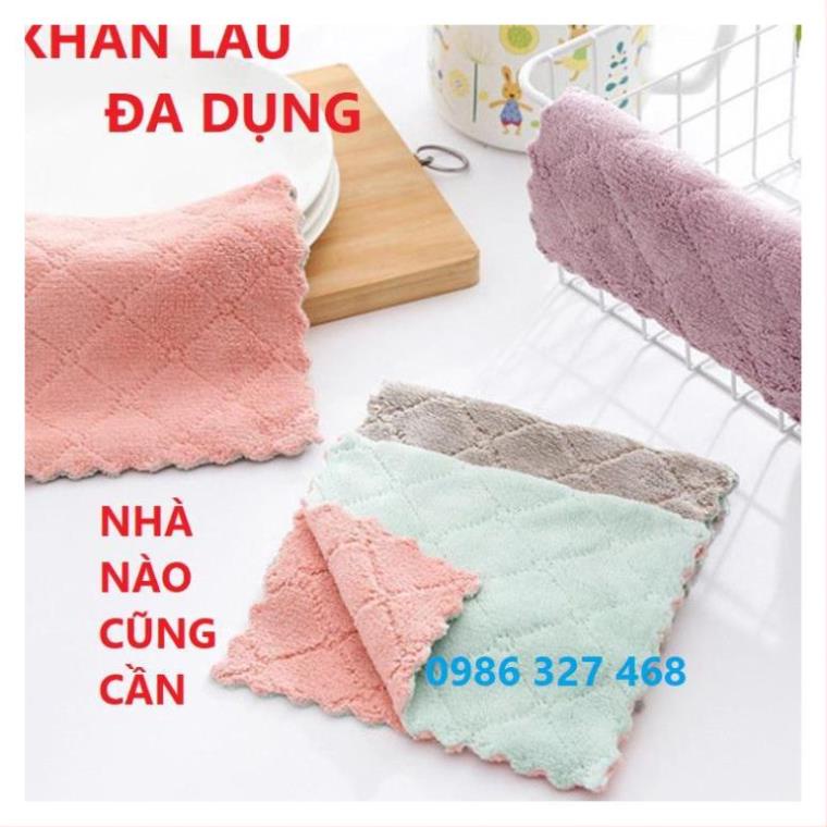 Combo Khăn Lau Bếp Lau Bát Đĩa Lau Tay Đa Năng 2 Màu- Siêu Thấm Hút- Sợi Vải