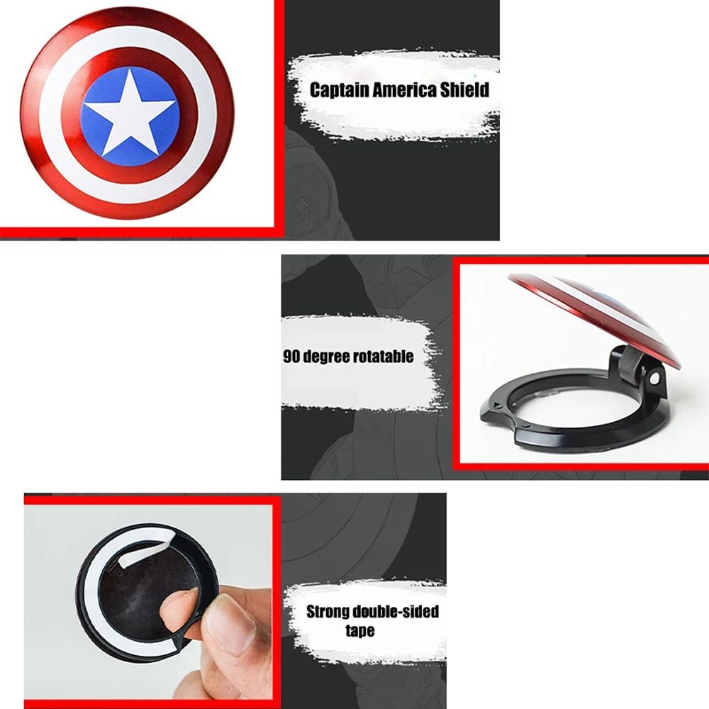 Miếng dán trang trí nút khởi động xe hơi hình tròn họa tiết Captain America 3D