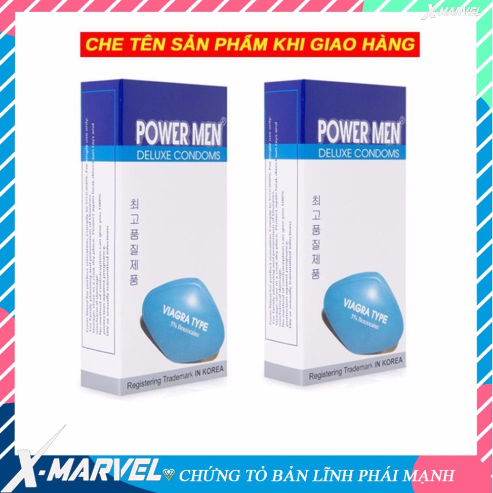 Bao cao su chống xuất tinh sớm, gân, gai, kéo dài thời gian quan hệ- hộp 12 chiếc- Bcs Power Men Viagra ngọc trai