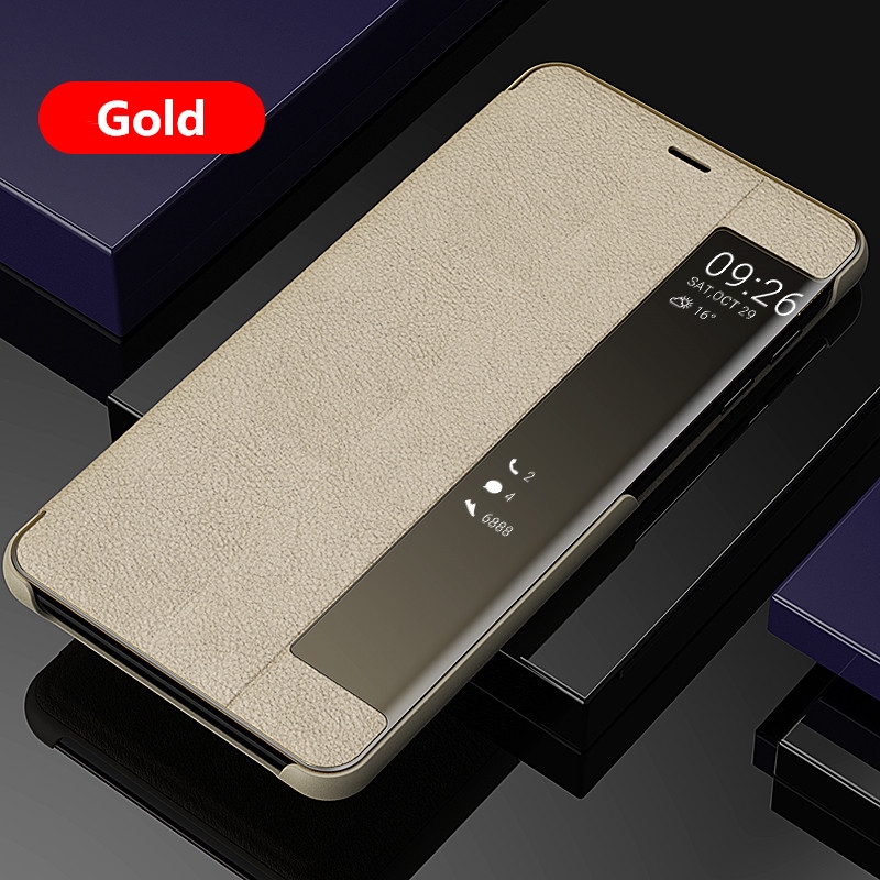 Bao da điện thoại PU phối mặt kính thông minh dành cho Samsung Galaxy S7 Edge S8 S9 S10 Plus Note 8 9 10 | BigBuy360 - bigbuy360.vn