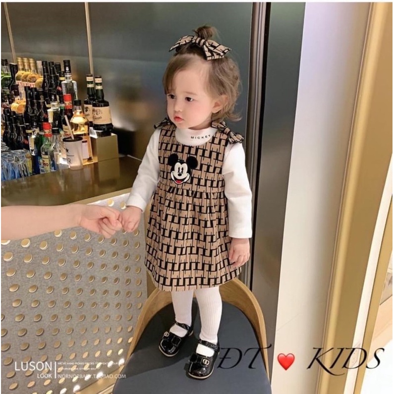 (13-18kg ) Set Váy Mikey Cho Bé Gái , Tặng Kèm Áo