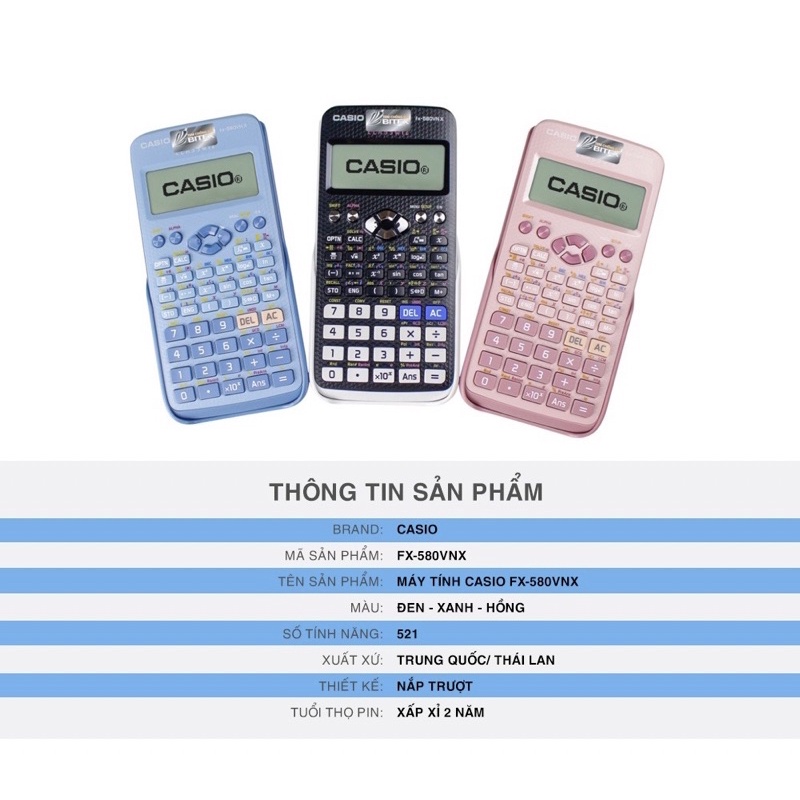MÁY TÍNH Casio FX 580VNX (Bảo Hành 07Năm) Casio 580VNX