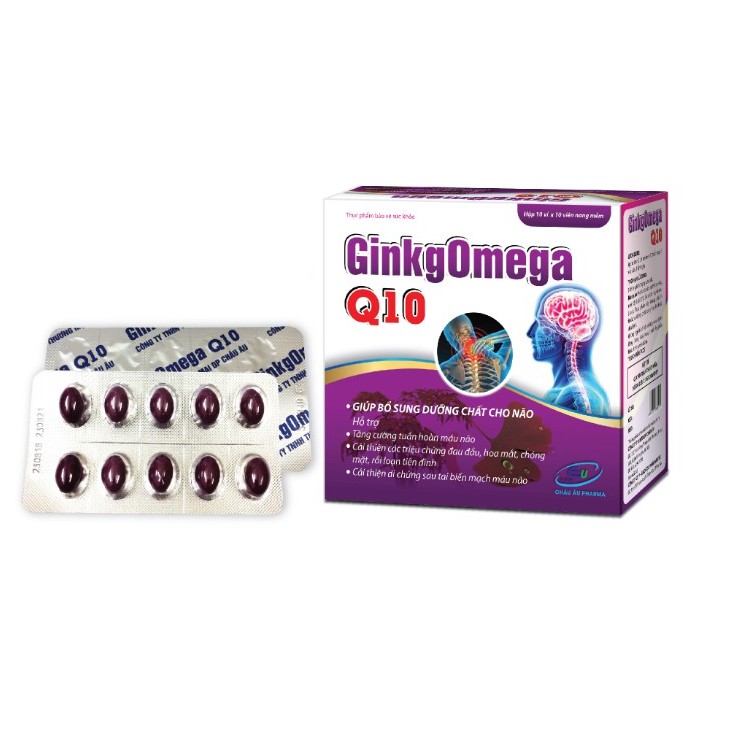 Hoạt Huyết Dưỡng Não Ginkgomega Q10 - Giúp Bổ Sung Dưỡng Chất Cho Não - Ginkgo Omega Q10, Hộp 100 Viên