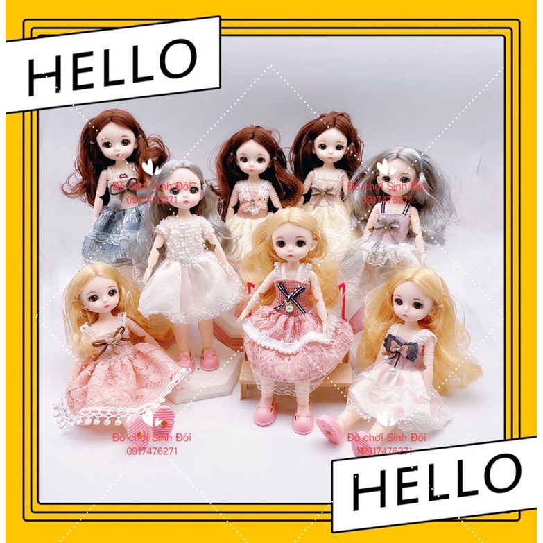 Búp bê 16cm mặc đầm - mẫu ngẫu nhiên
