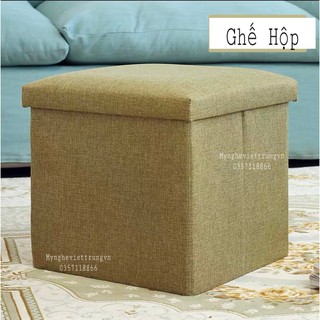Ghế vải hộp màu rêu cá tính - Ghế hộp đa năng