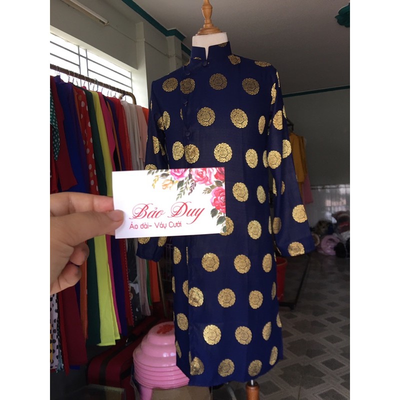 Áo dài nam khăn đóng THÁI TUẤN XỊN gấm đồng tiền đẹp