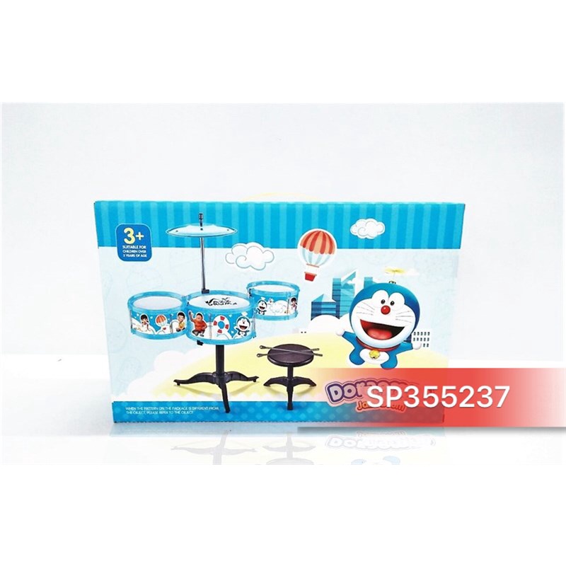 Hộp trống đánh 3 cái chập cheng, ghế doremon, M3211B (Hộp)