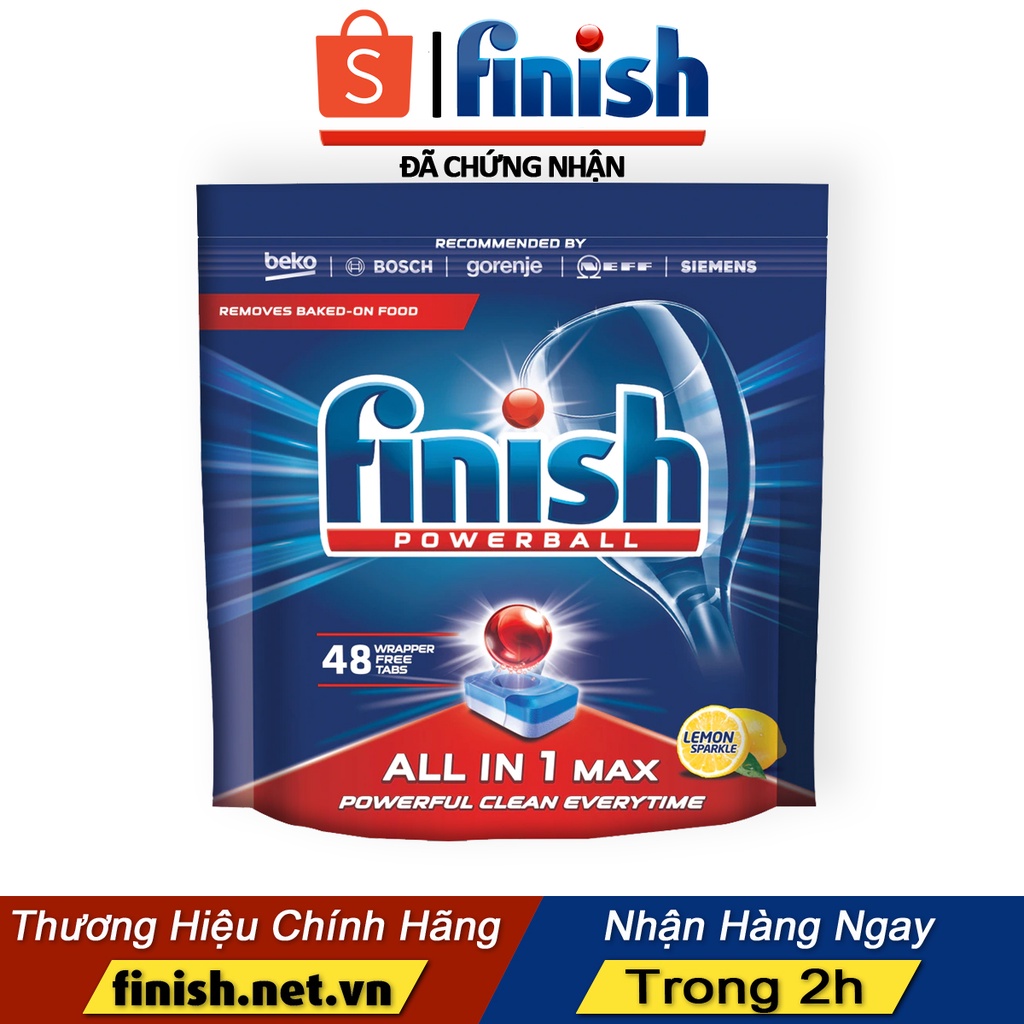 Viên rửa chén bát Finish All In 1 Max - Hương chanh