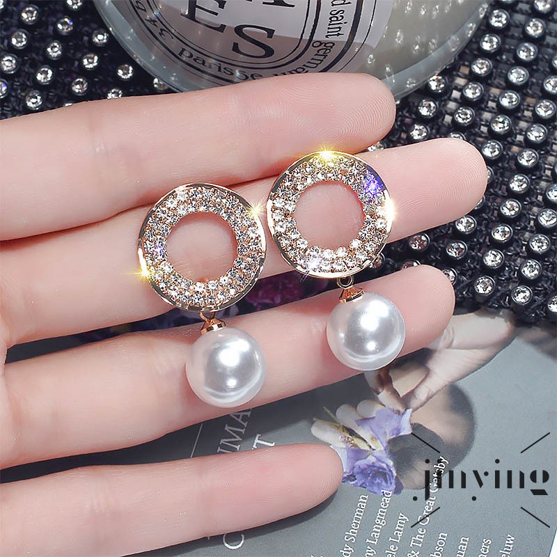 GETNOIVAS Khuyên tai chuỗi hạt ngọc trai nhân tạo phong cách Hàn Quốc