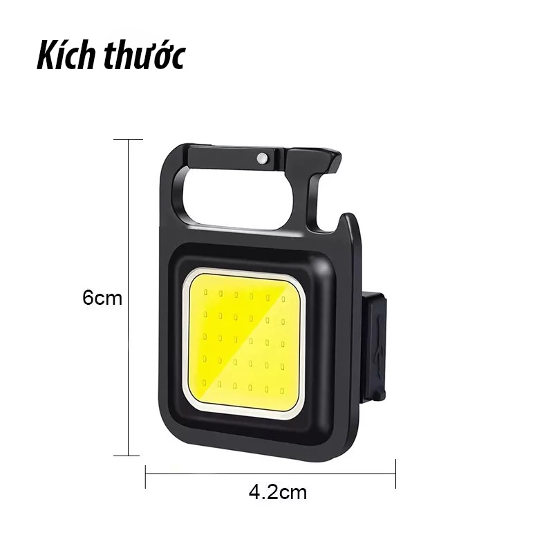 Đèn pin led  siêu sáng tích hợp móc khóa đa năng chống nước, sạc USB tiện dụng, Đèn Led mini cầm tay COB