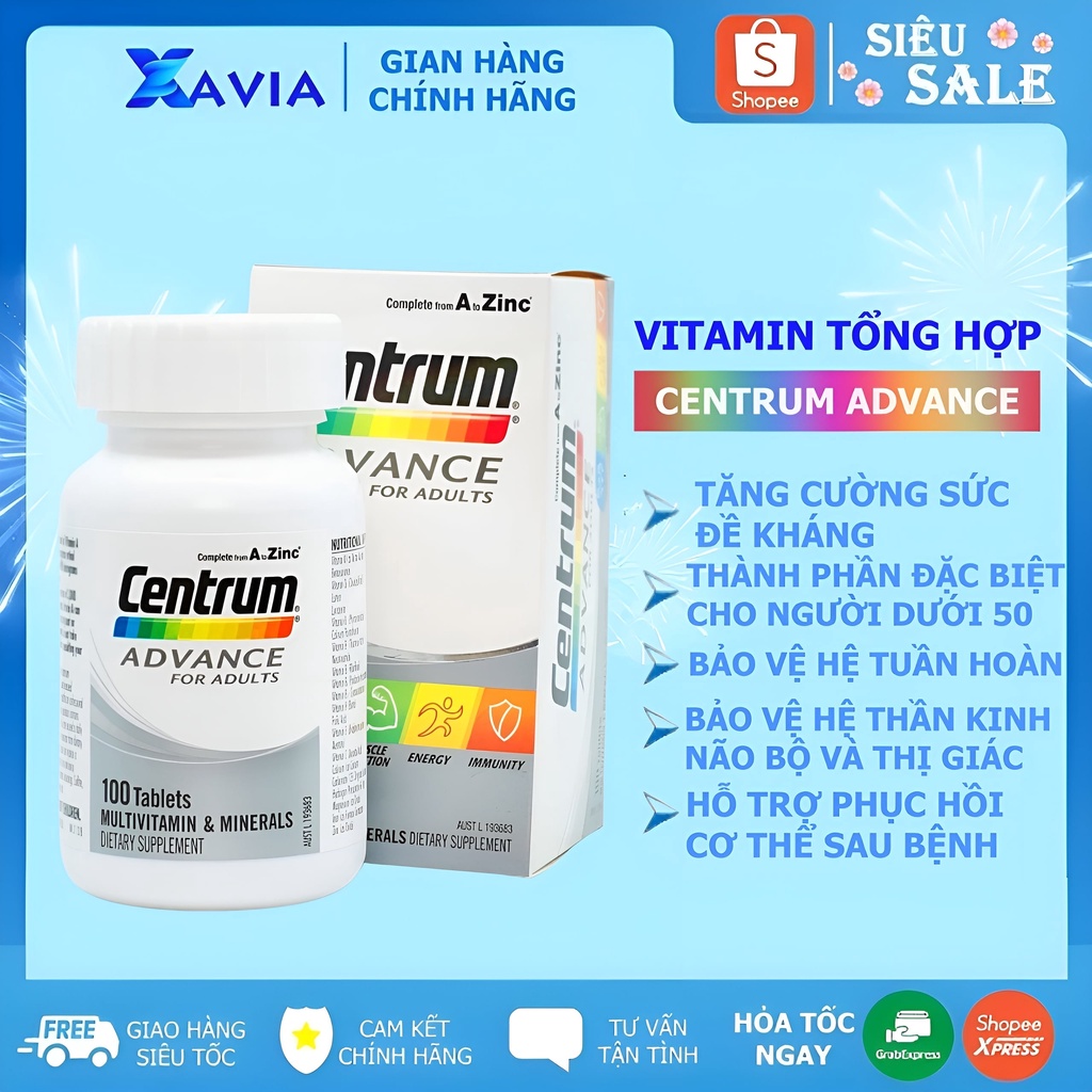 Vitamin tổng hợp Centrum Advance For Adults dành cho người lớn 100 viên (XV)