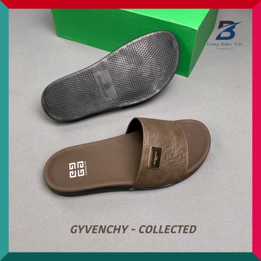 (size 44) Dép nam GYVENCHY dép nam quai ngang mẫu mới nhất màu nâu đế cao su thiết kế sang trọng (bản đặc biệt)